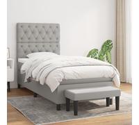 DYRJDJWIDHW Sommier à Lattes avec Matelas intégré Gris Clair 80x200 cm, Tête de lit réglable, Matelas à Ressorts ensachés pour Un Sommeil réparateur, Banc de Rangement Multifonction Inclus