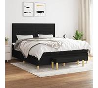DYRJDJWIDHW Sommier à Lattes avec Matelas intégré Noir 160x200 cm, Tête de lit réglable, Matelas Ressorts ensachés Moyen-Dur, Banc de Bout de lit, Ensemble literie Confortable pour Chambre Adulte