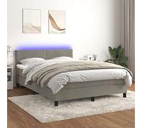 DYRJDJWIDHW Sommier à Lattes avec Matelas LED Gris Clair 140x190 cm, tête de lit réglable, Velours Doux, éclairage RGB, Ressorts ensachés pour Chambre à Coucher Moderne et Confortable