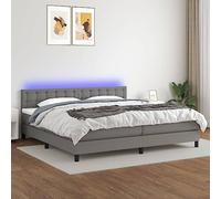 DYRJDJWIDHW Sommier à Lattes avec Matelas LED Gris foncé 200x200 cm, sommier tapissier réglable avec Bandes LED colorées et Ressorts ensachés pour Chambre à Coucher Moderne