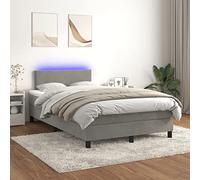 DYRJDJWIDHW Sommier à Lattes avec Matelas LED intégré 120x200 cm Gris Clair, tête de lit réglable, Ressorts ensachés, éclairage RGB pour Chambre Moderne et Salon