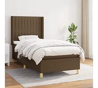 DYRJDJWIDHW Sommier à Lattes avec Matelas Marron foncé 80x200 cm, tête de lit réglable, Ressorts ensachés, Support Moyen-Dur, Cadre en Bois Massif pour Chambre à Coucher