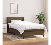 DYRJDJWIDHW Sommier à Lattes avec Matelas Marron foncé 90x200 cm Support Moyen-Dur, Ressorts ensachés, tête de lit réglable pour Chambre à Coucher et Studio