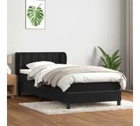 DYRJDJWIDHW Sommier à Lattes avec Matelas Noir 90x210 cm Velours, Ressorts ensachés individuels, tête de lit réglable, surmatelas Confortable pour Chambre à Coucher et Studio