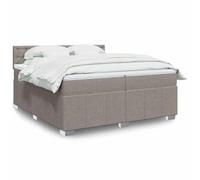 DYRJDJWIDHW Sommier à Lattes avec Matelas Ressorts ensachés 200x200 cm, tête de lit réglable et surmatelas Confortable, Cadre lit Tissu Taupe pour Chambre Adulte et conjugale