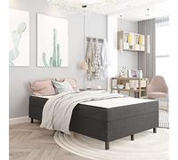 DYRJDJWIDHW Sommier à Lattes de lit 120x200 cm Gris foncé Tissu avec Matelas Ressorts intégré, Cadre MDF et métal Robuste, Design Moderne pour Chambre Coucher, Facile à Assembler