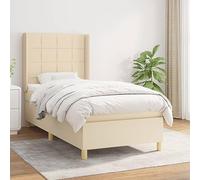 DYRJDJWIDHW Sommier à Lattes de lit avec Matelas Crème 80x200 cm Tissu, tête de lit réglable, Ressorts ensachés, Support Moyen-Dur, Cadre Bois mélèze, literie complète pour Chambre à Coucher
