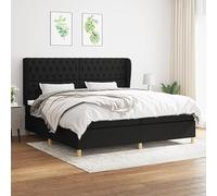 DYRJDJWIDHW Sommier à Lattes de lit avec Matelas Noir 200x200 cm Tissu, Cadre de avec tête de lit réglable, Matelas Ressorts ensachés pour Sommeil réparateur, Chambre à Coucher