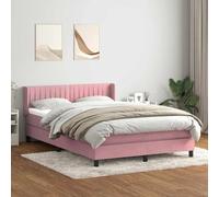 DYRJDJWIDHW Sommier à Lattes de lit avec Matelas Rose 160x220 cm Velours, Sac Spring Mattress, Adjustable headboard, Velvet Bed Frame for Master Bedroom and Guest Room, Complete Bed Set with Topper