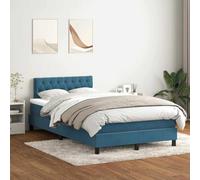 DYRJDJWIDHW Sommier à Lattes de lit et Matelas Bleu foncé 120x210cm Velours with LED Lights, Adjustable headboard, Pocket Spring Mattress for Comfortable Bedroom Sleeping Experience