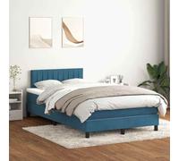 DYRJDJWIDHW Sommier à Lattes de lit et Matelas Bleu foncé 120x220cm Velours with LED Lights, Adjustable headboard, and Pocket Spring Mattress for Bedroom Comfort and Relaxation