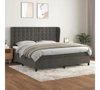 DYRJDJWIDHW Sommier à Lattes de lit et Matelas Gris foncé 200x200cm Velours with Adjustable Headboard, Pocket Spring Mattress, Soft Skin-Friendly Protector for Bedroom and Guest Room