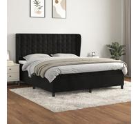 DYRJDJWIDHW Sommier à Lattes de lit et Matelas Noir 160x200 cm Velours with Adjustable Headboard, Pocket Spring Mattress, Medium Firm Support for Back and Stomach Sleepers, Bed Frame Set