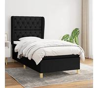 DYRJDJWIDHW Sommier à Lattes de lit et Matelas Noir 80x200 cm Tissu avec Matelas Ressorts ensachés, tête de lit réglable, Support Moyen-Dur pour Sommeil réparateur, Chambre à Coucher Moderne
