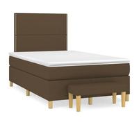 DYRJDJWIDHW Sommier à Lattes et Matelas 120x190 cm Marron avec Tête de Lit Réglable, Banc Rangement et Surmatelas - Ensemble Lit Adulte Confort Ferme Durable pour Chambre