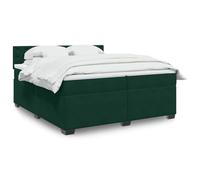 DYRJDJWIDHW Sommier à Lattes et Matelas 200x200 cm avec lumières LED, Velours Vert foncé, Ressorts ensachés pour Un Sommeil réparateur, idéal pour Chambre Adulte et Suite parentale