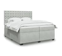DYRJDJWIDHW Sommier à Lattes et Matelas 200x200 cm Gris Clair Velours avec LED, tête de lit réglable surmatelas Confort Optimal pour Chambre à Coucher et Chambre d'amis
