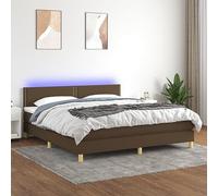 DYRJDJWIDHW Sommier LED Bed Frame with Mattress Dark Brown 160x200 cm, Adjustable Headboard, Individual Pocket Springs, Skin-Friendly Mattress Protector, Modern Bedroom Furniture