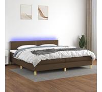 DYRJDJWIDHW Sommier LED Bed Frame with Mattress Dark Brown 200x200 cm Adjustable Headboard USB Lighting Modern Bedroom Furniture for Adults