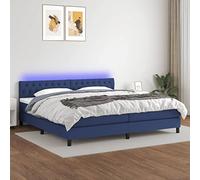 DYRJDJWIDHW Sommier LED Blue 200x200 cm with Adjustable Headboard and Pocket Spring Mattress Set, Bed Frame with Color Lighting and Skin-Friendly Mattress Protector for Modern Bedroom