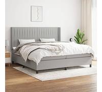 DYRJDJWIDHW Sommier Slatted Bed Frame with Mattress Light Grey 200x200cm Fabric Adjustable Headboard Pocket Spring Mattress Medium Firm Support for Back and Stomach Sleepers