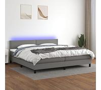 DYRJDJWIDHW Sommier with LED Lights and Mattress Set Dark Gray 200x200 cm Adjustable Headboard Bed Frame with Pocket Spring Mattress for Modern Bedroom