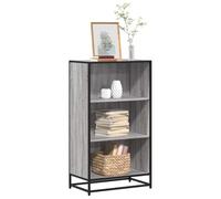 DYRJDJWIDHW Sonoma Gris Bibliothèque 60x35x107,5 cm Bois d Ingénierie Étagère Rangement Livres Solide Métal Design Industriel Moderne avec 3 Étagères Spacieuses pour Salon Bureau Maison
