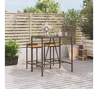 DYRJDJWIDHW Table de Bar extérieure en rotin Poly résistant aux intempéries avec Plateau en Verre trempé Noir 110x70x110 cm, idéale pour Jardin, Patio et terrasse, Design Moderne et Facile à Nettoyer
