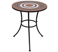 DYRJDJWIDHW Table de Bistro 60 cm Mosaïque en Céramique pour Jardin et Balcon, Cadre en Fer Résistant, Facile à Nettoyer Assembler, Design Terre Cuite Blanc, Idéal pour Boissons et Détente Extérieure