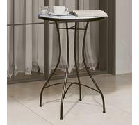 DYRJDJWIDHW Table de Bistro Mosaïque Bleu et Blanc Ø50x70 cm en Céramique Imperméable pour Jardin, Balcon ou Patio - Cadre en Fer Robust et Design Méditerranéen Facile à Nettoyer