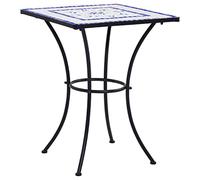 DYRJDJWIDHW Table de Bistro Mosaïque Bleu et Blanc 60 cm Céramique - Table Basse Jardin Balcon Cadre Fer Robust Dessus Céramique Facile Nettoyer - Meuble Extérieur Décoratif