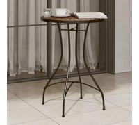 DYRJDJWIDHW Table de Bistro Mosaïque en Terre Cuite Ø50x70 cm avec Plateau en Céramique Imperméable pour Jardin, Balcon, Patio - Design Méditerranéen, Cadre en Fer Robust, Facile à Nettoyer