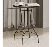 DYRJDJWIDHW Table de Bistro Mosaïque Noir et Blanc Ø50x70 cm - Table Jardin Extérieur en Céramique Imperméable Design Méditerranéen pour Terrasse, Balcon ou Patio - Cadre en Fer Robust