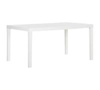 DYRJDJWIDHW Table de Jardin 150x90x72 cm Blanc - Modern Outdoor Dining Table with Slatted Design, Lightweight PP Material for Patio Garden Terrace, Easy to Clean & Move, Assembly Required