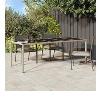 DYRJDJWIDHW Table de Jardin Beige 250x100x75 cm avec Verre Trempé et Poly Rotin, Table Extérieure Résistante aux Intempéries pour Jardin, Terrasse, Patio, Design Moderne et Facile à Nettoyer