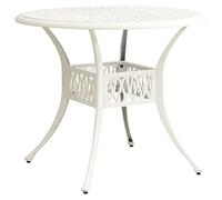 DYRJDJWIDHW Table de Jardin Blanc 90x90x74 cm en Aluminium Coulé - Table Extérieure Résistante avec Trou pour Parasol, Design Creux Unique pour Thé Café en Plein Air avec Famille et Amis