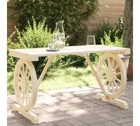 DYRJDJWIDHW Table de Jardin en Bois de Sapin Massif 115x55x65 cm - Meuble d'Extérieur Rustique pour Jardin, Terrasse ou Patio Design Roue de Chariot Résistant à l'Humidité