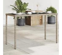 DYRJDJWIDHW Table de Jardin en Verre Trempé Gris 115x54x74cm avec Cadre en Résine Tressée - Meuble d'Extérieur Durable pour Terrasse et Jardin Facile à Nettoyer et Résistant aux Intempéries