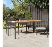 DYRJDJWIDHW Table de Jardin Extensible 190x90x75 cm en Résine Tressée et Bois d'Acacia Massif, Gris Anthracite, Design Moderne pour Terrasse, Jardin ou Balcon, Durable et Stable avec Cadre en Acier
