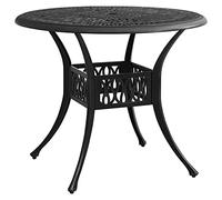 DYRJDJWIDHW Table de Jardin Extensible en Aluminium Coulé Noir 90x90x74 cm - Meuble de Jardin Solide et Stable avec Trou pour Parasol - Idéal pour Thé Café en Plein Air avec Famille et Amis