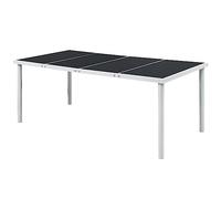 DYRJDJWIDHW Table de Jardin Extérieur 190x90x74 cm en Acier Noir avec Plateau en Verre - Mangeoire Élégante pour Terrasse et Jardin, Facile à Nettoyer, Stable et Durable