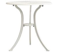 DYRJDJWIDHW Table de Jardin Extérieur Blanc 62x62x65 cm en Aluminium Coulé avec Trou de Parasol - Table de Thé Stable et Solide pour Terrasse, Balcon - Meuble de Jardin Résistant aux Intempéries
