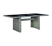 DYRJDJWIDHW Table de Jardin Extérieur en Résine Tressée avec Plateau en Verre Trempé, Gris Clair, Design Moderne et Durable pour Terrasse, Salon de Jardin, Facile à Nettoyer et Léger