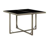 DYRJDJWIDHW Table de Jardin Extérieur Gris Moderne 109x107x74 cm en Résine Tressée Résistante avec Plateau en Verre Trempé 5mm - Meuble de Terrasse et Balcon Léger et Durable