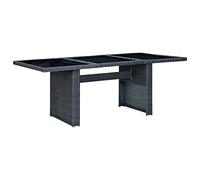 DYRJDJWIDHW Table de Jardin Extérieure en Résine Tressée avec Plateau en Verre Trempé - Gris Foncé, Design Moderne et Durable pour Terrasse, Jardin ou Balcon, Facile Nettoyer et à Déplacer
