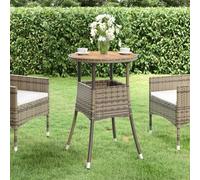 DYRJDJWIDHW Table de Jardin Ronde 60 cm en Acacia Massif et Résine Tressée, Gris - Meuble d'Extérieur Durable pour Jardin, Terrasse Balcon, Design Élégant et Stable