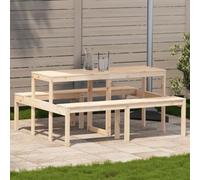 DYRJDJWIDHW Table de Pique-Nique en Bois Massif de Pin 160x134x75 cm - Table Jardin Extérieur Robuste pour Terrasse, Jardin, Patio Design à Lattes Anti-Eau et Stable