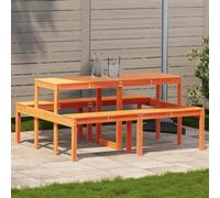DYRJDJWIDHW Table de Pique-Nique en Bois Massif Pin 160x134x75 cm - Cire Marron Design Lattes Anti-Eau pour Jardin, Terrasse, Patio Robuste et Stable - Idéale pour Repas Extérieur