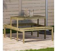 DYRJDJWIDHW Table de Pique-Nique Extérieur 110x134x75 cm en Bois de Pin Imprégné - Table Jardin Résistante aux Intempéries pour Terrasse, Jardin ou Patio Design à Lattes Anti-Eau et Surface Robuste