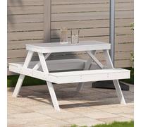 DYRJDJWIDHW Table de Pique-Nique Extérieur en Bois Massif de Pin Blanc 105x134x75 cm - Robuste et Stable pour Jardin, Terrasse, Patio Design Lattes Anti-Eau - Capacité 110 kg